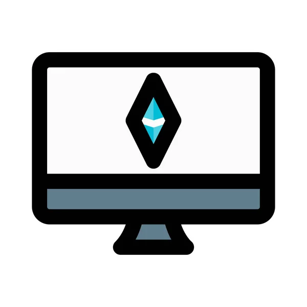 Desktop Ethereum Mining Application Computer Layout — Stock Vector