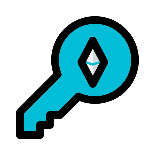 Ethereum Digital Säker Nyckel Autentisering Logga Logotyp — Stock vektor