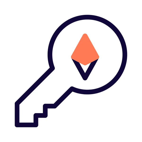 Ethereum Digital Säker Nyckel Autentisering Logga Logotyp — Stock vektor