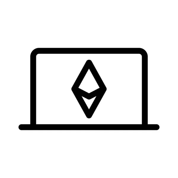 Criptomoeda Ethereum Peer Peer Mining Laptop — Vetor de Stock