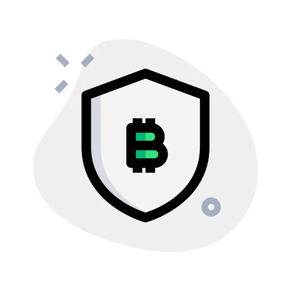 Bitcoin Escudo Protección Logo Aislado Sobre Fondo Blanco — Vector de stock