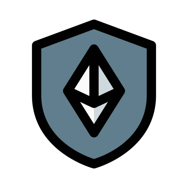 Logotipo Del Escudo Protección Ethereum Aislado Sobre Fondo Blanco — Vector de stock