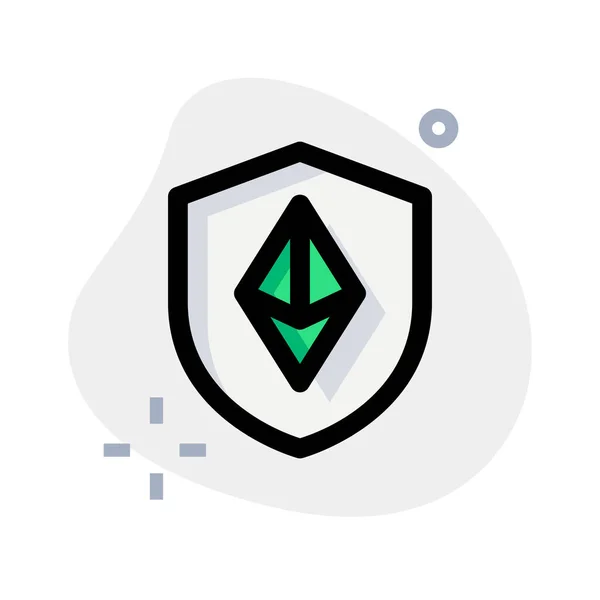 Logotipo Del Escudo Protección Ethereum Aislado Sobre Fondo Blanco — Vector de stock