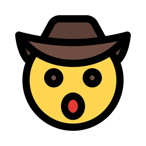 Cowboy Emoticon Com Chapéu Boca Aberta —  Vetores de Stock