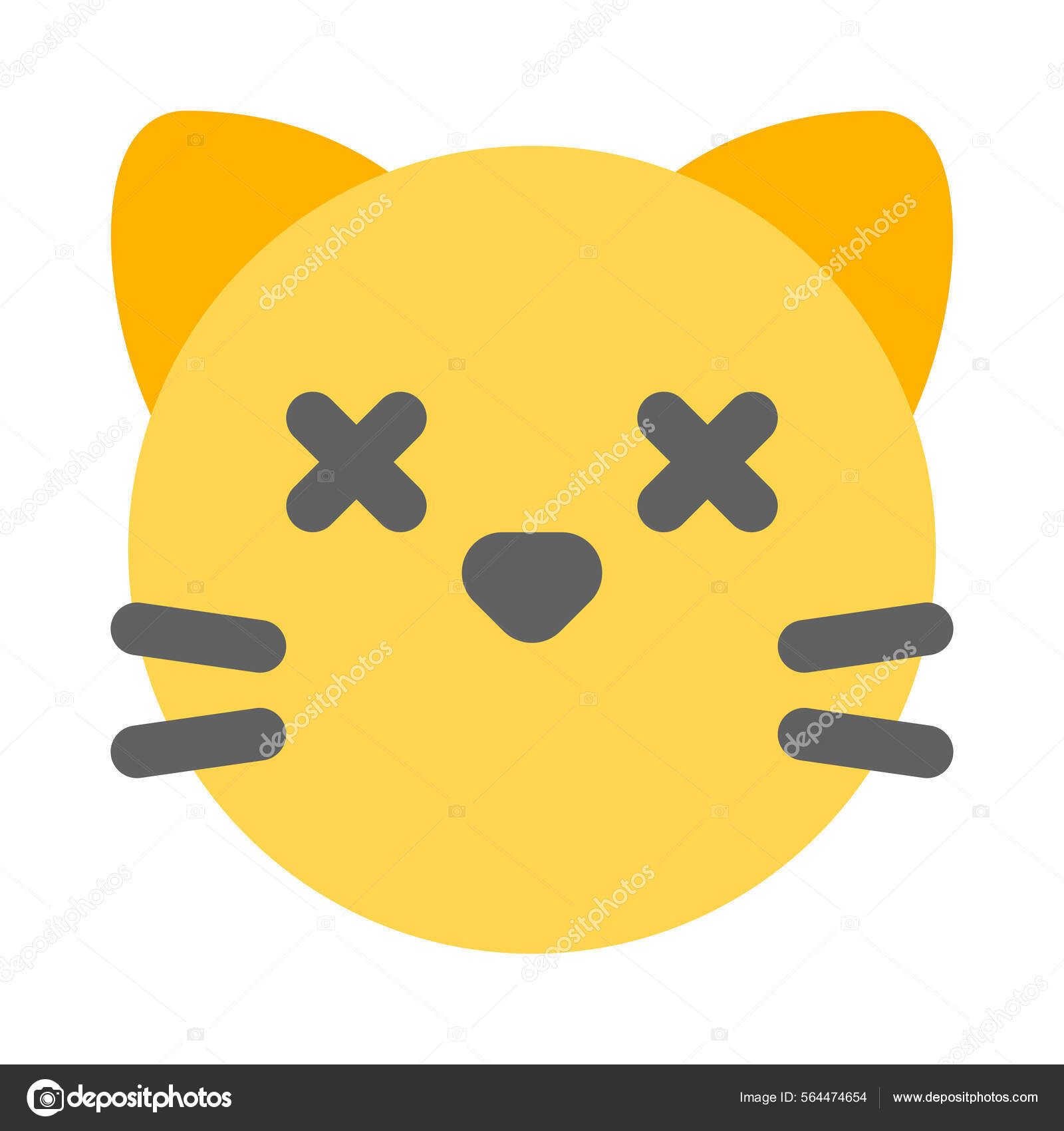 Mouthless Kitty Face Eyes Crossed Emoji Stock Vector Image by