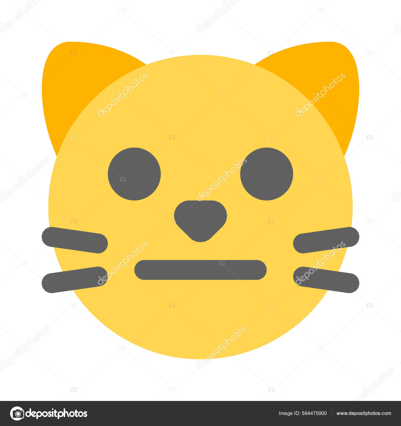 Emoji Cara Gato Neutro Con Expresión Boca Plana Vector de stock #564475900  de ©get4net, image size:1600x1700