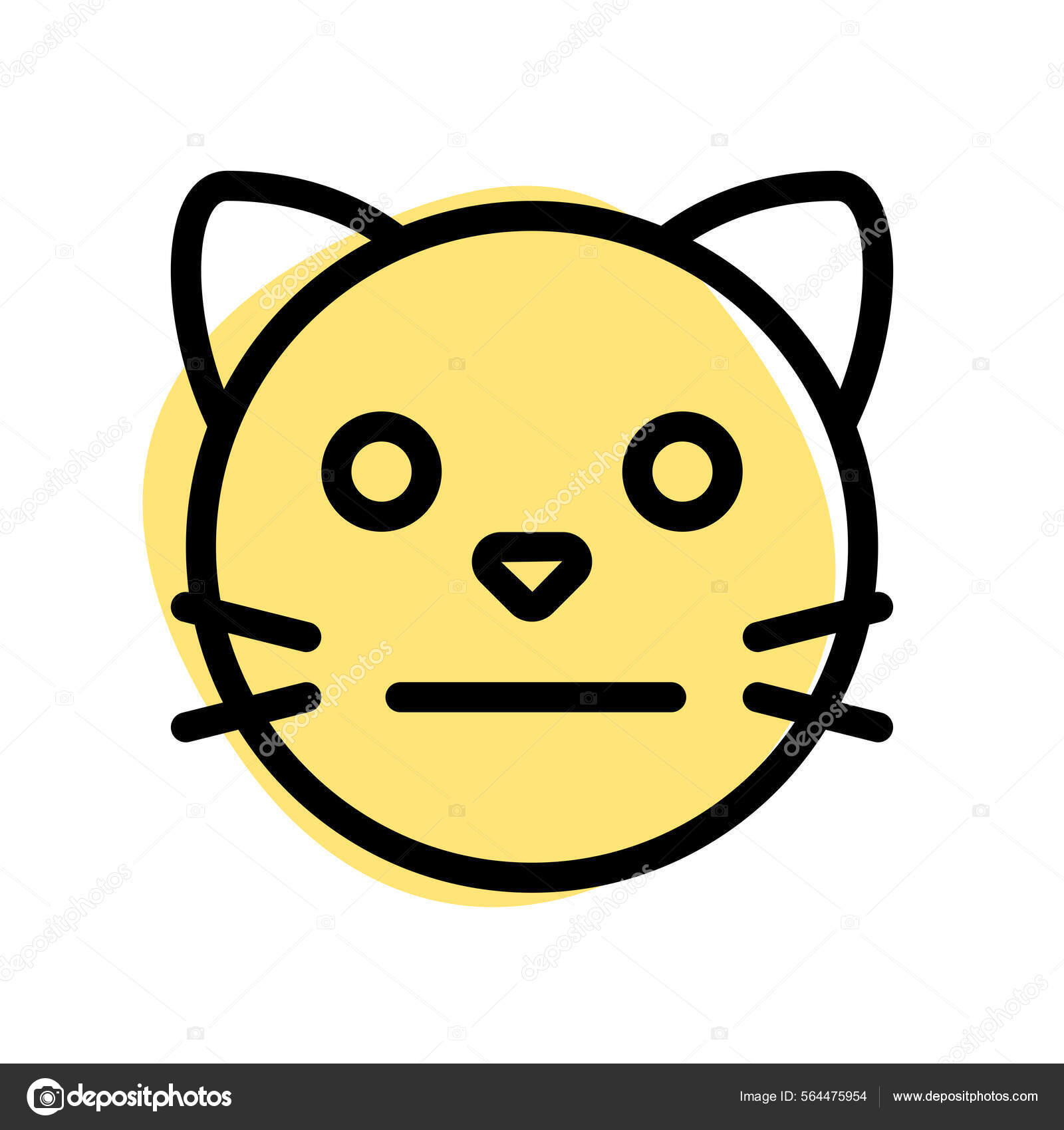 Neutral Cat Face Emoji Flat Mouth Expression Stock Vector Image by