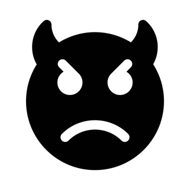 Kızgın şeytan yüz ifadesi bir çift boynuzla