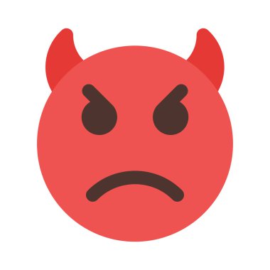 Kızgın şeytan yüz ifadesi bir çift boynuzla