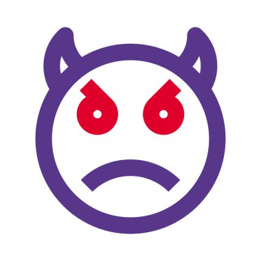 Kızgın şeytan yüz ifadesi bir çift boynuzla