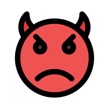 Kızgın şeytan yüz ifadesi bir çift boynuzla