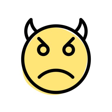 Kızgın şeytan yüz ifadesi bir çift boynuzla