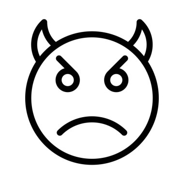 Kızgın şeytan yüz ifadesi bir çift boynuzla