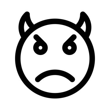 Kızgın şeytan yüz ifadesi bir çift boynuzla