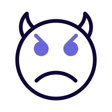 Kızgın şeytan yüz ifadesi bir çift boynuzla