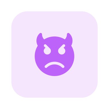 Kızgın şeytan yüz ifadesi bir çift boynuzla