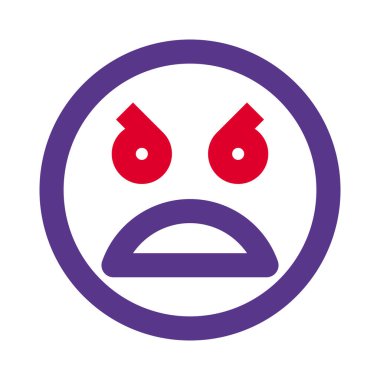 Öfkeli surat ifadesi ve kaşları çatık..