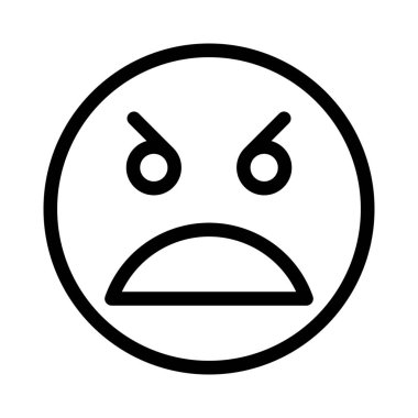 Öfkeli surat ifadesi ve kaşları çatık..