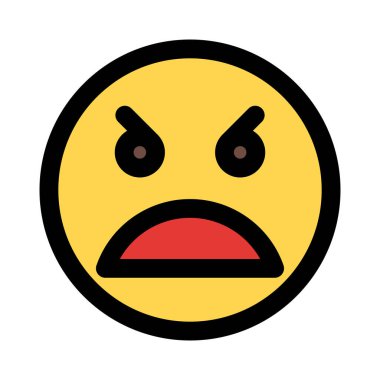 Öfkeli surat ifadesi ve kaşları çatık..