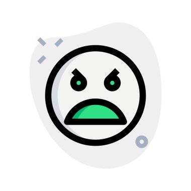 Öfkeli surat ifadesi ve kaşları çatık..