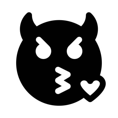 Şeytan surat bir çift boynuzla öpücük yolluyor.