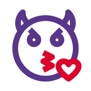 Şeytan surat bir çift boynuzla öpücük yolluyor.