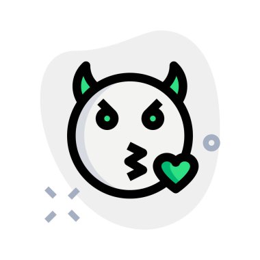 Şeytan surat bir çift boynuzla öpücük yolluyor.