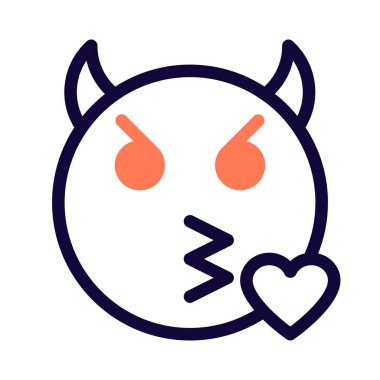 Şeytan surat bir çift boynuzla öpücük yolluyor.