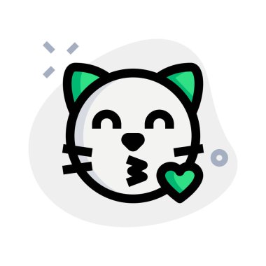 Romantik kedi suratı, gözleri kapalı öpücük yolluyor.