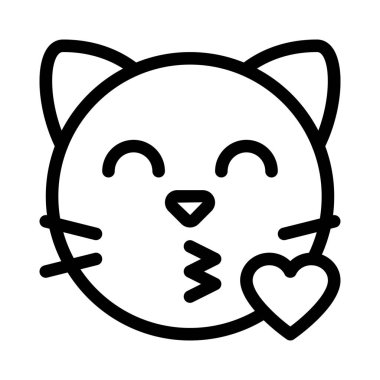Romantik kedi suratı, gözleri kapalı öpücük yolluyor.