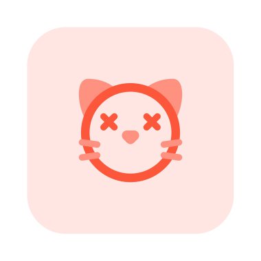 Ağzı olmayan kedi yüzlü, şaşı emojili.