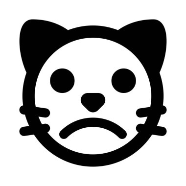 Üzgün, kederli kedi suratlı, resimli sohbet simgesi