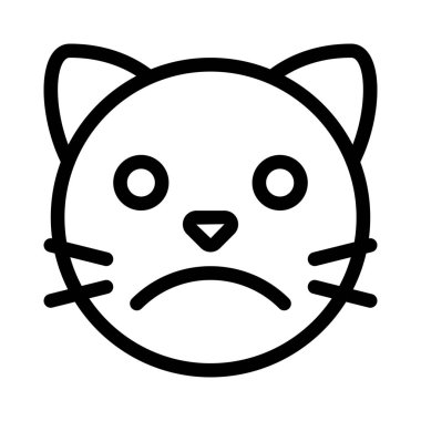 Üzgün, kederli kedi suratlı, resimli sohbet simgesi