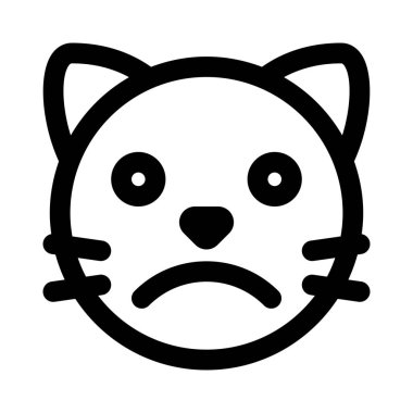 Üzgün, kederli kedi suratlı, resimli sohbet simgesi