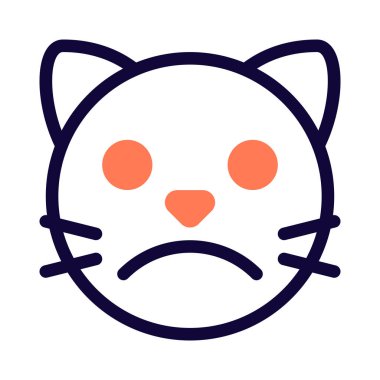 Üzgün, kederli kedi suratlı, resimli sohbet simgesi