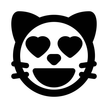 Sevimli kalp gözleri gülümseyen kedi yüzü