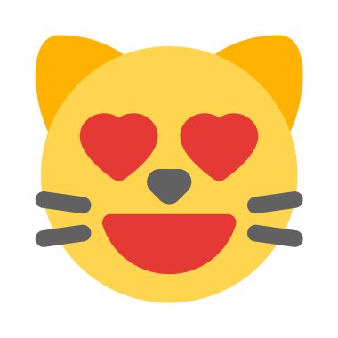 Sevimli kalp gözleri gülümseyen kedi yüzü