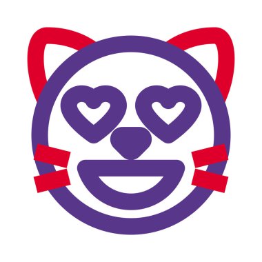 Sevimli kalp gözleri gülümseyen kedi yüzü