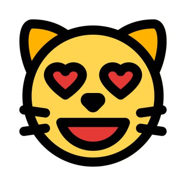 Sevimli kalp gözleri gülümseyen kedi yüzü