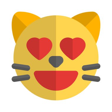 Sevimli kalp gözleri gülümseyen kedi yüzü