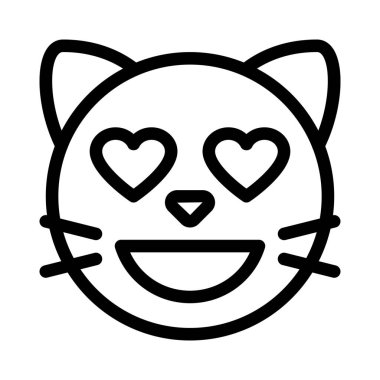 Sevimli kalp gözleri gülümseyen kedi yüzü