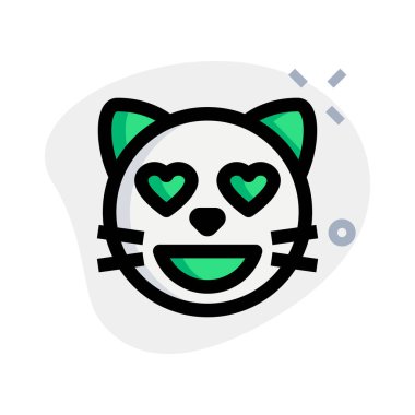 Sevimli kalp gözleri gülümseyen kedi yüzü