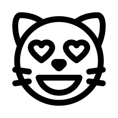 Sevimli kalp gözleri gülümseyen kedi yüzü