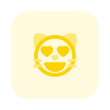 Sevimli kalp gözleri gülümseyen kedi yüzü