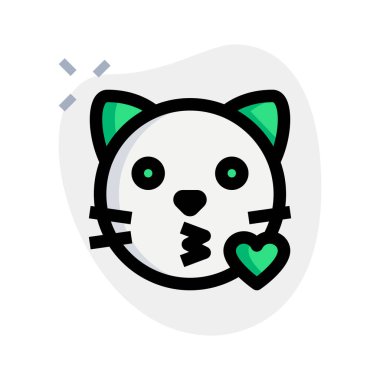 Kitty bir öpücük veriyor, aşk ifadesi.