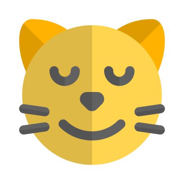 Gözleri kapalı gülümseyen kedi suratı.