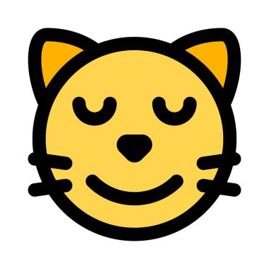Gözleri kapalı gülümseyen kedi suratı.
