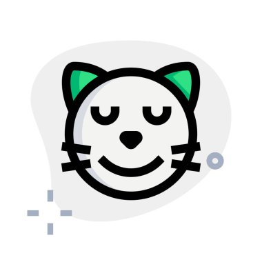 Gözleri kapalı gülümseyen kedi suratı.