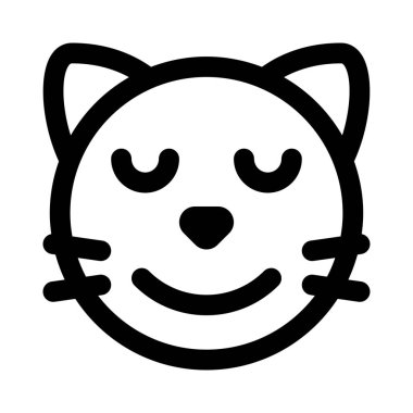 Gözleri kapalı gülümseyen kedi suratı.