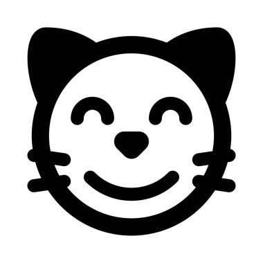 Sohbet için gülümseyen kedi emojisi ile gözler kapalı.